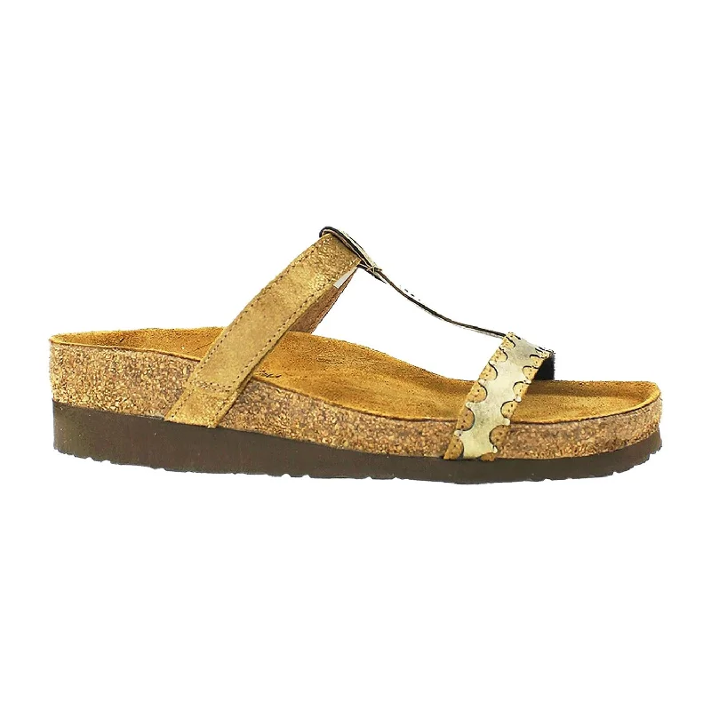 Sandals for warm looks -Women's Naot Aspen Gold Shimmer/Brass Leather