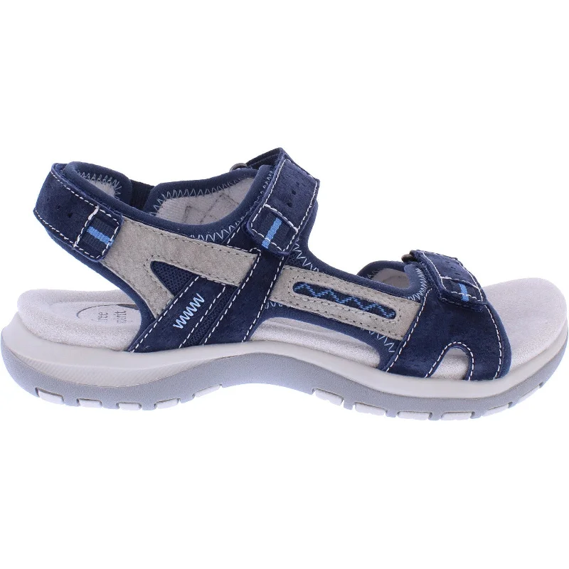 Sandals with durable wear -Free Spirit  41063 Ziri Ladies Navy/Multi Leather Arch Support Touch Fastening Sandals