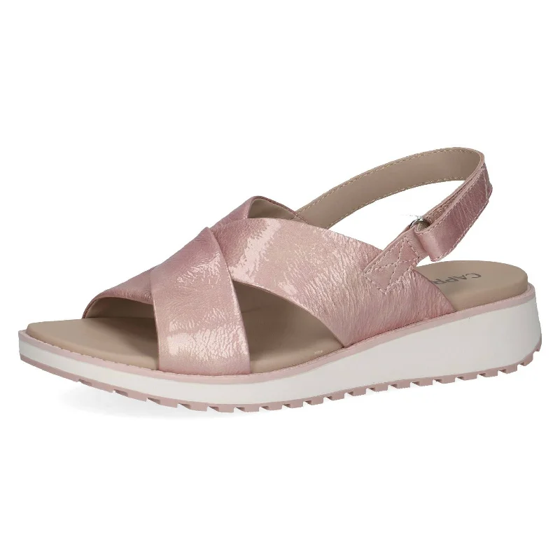 Sandals for water activities -Caprice 9-28703-42 521 Ladies Pastel Pink Leather Sling Back Sandals