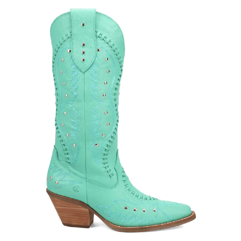 Cowboy boots with comfy footbed-Pretty N' Pink Embroidered Studded Snip Toe Pull On Cowboy Boots