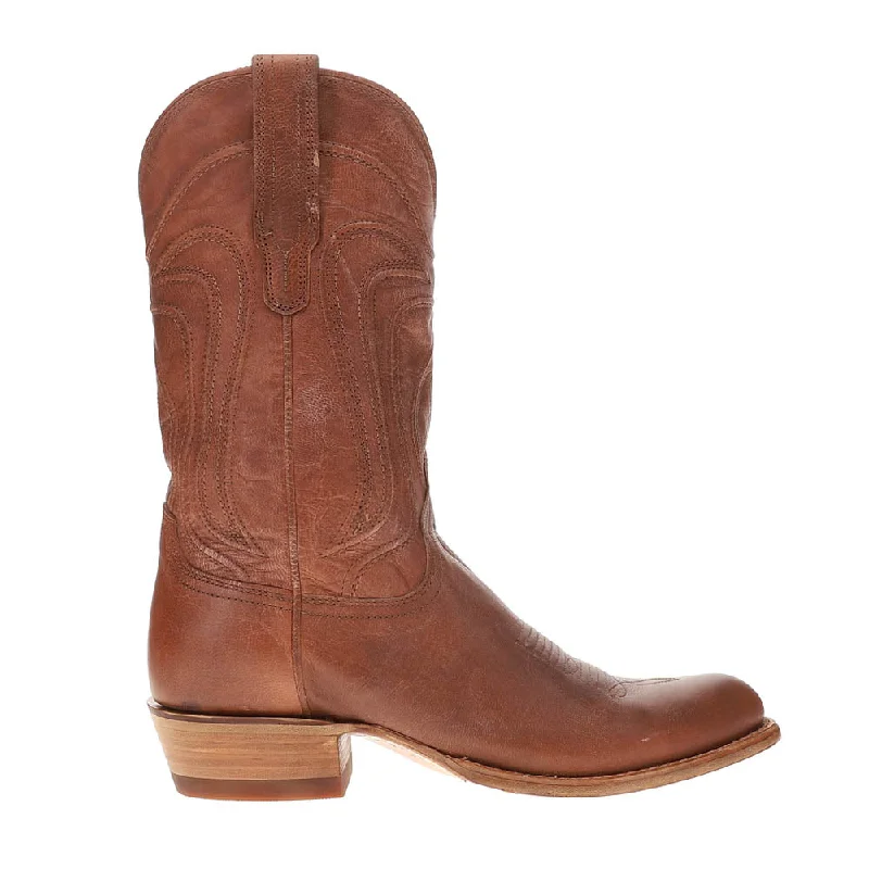 Cowboy boots with oil-resistant soles-Cartwright Embroidered Round Toe Pull On Cowboy Boots