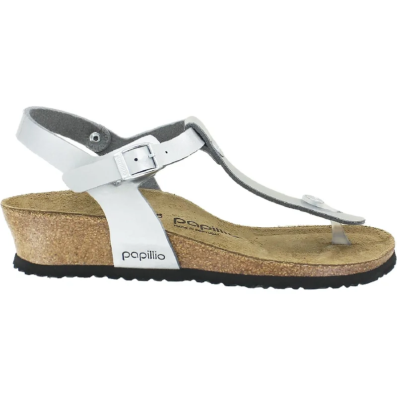 Sandals for sunny fun -Women's Birkenstock Ashley Metallic Silver Birko-Flor