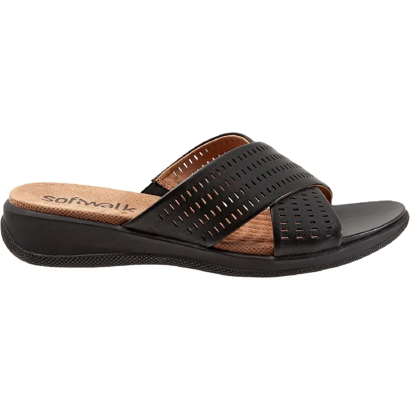 Sandals with elastic straps -Women's SoftWalk Tillman II Black Leather