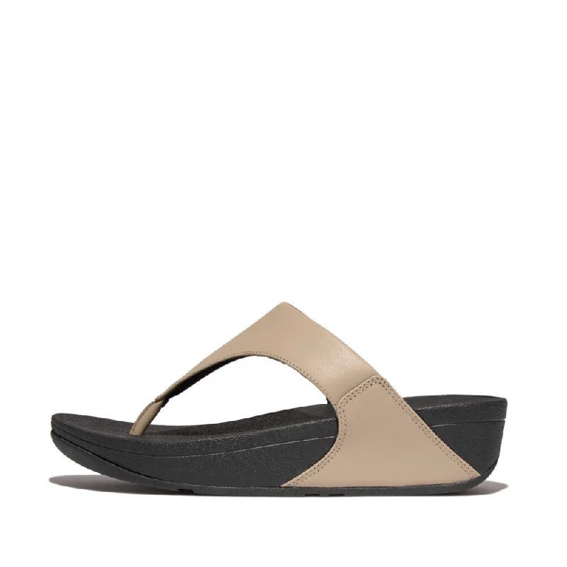 Sandals with comfy vibes -FitFlop I88-A94 Lulu Leather Ladies Latte Beige Leather Toe Post Sandals