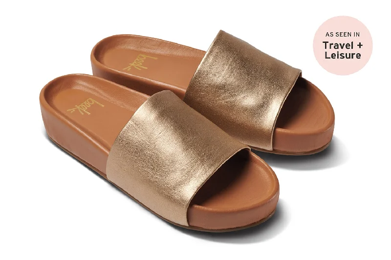 Sandals with trendy fit -PELICAN - Gold/Honey