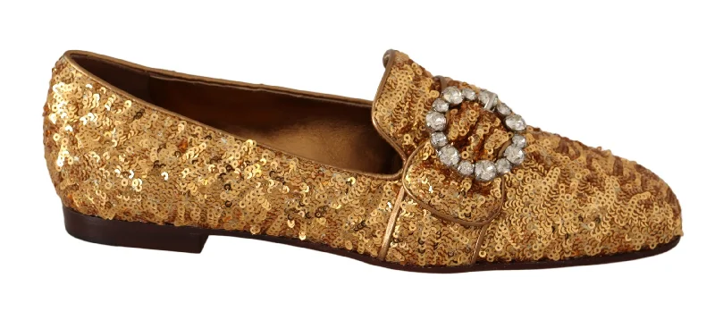 Flats for work-Dolce & Gabbana Elegant  Sequin Crystal Women's Flats