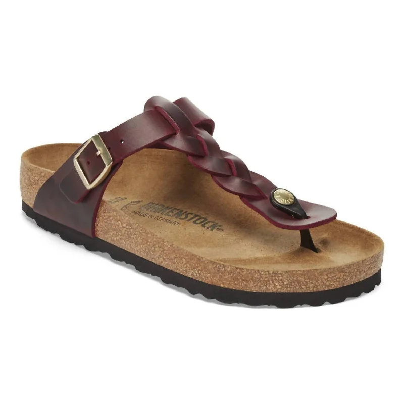 Sandals with stylish comfort -Women's Gizeh Braided Oiled Leather Sandals In Zinfandel