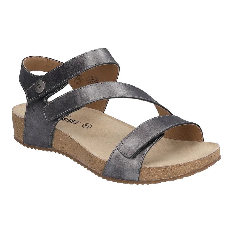 Sandals with sleek vibes -Josef Seibel Tonga 25 Ladies Anthracite Leather Touch Fastening Sandals