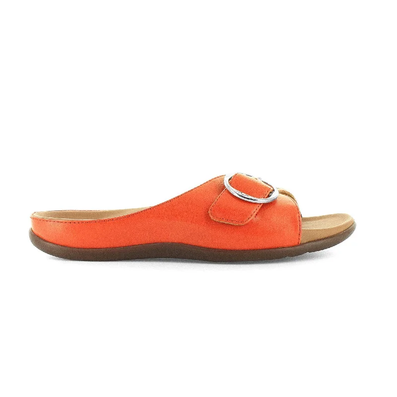 Sandals with supportive straps -Strive Gavi II Ladies Orange Leather Arch Support Slip On Sandals