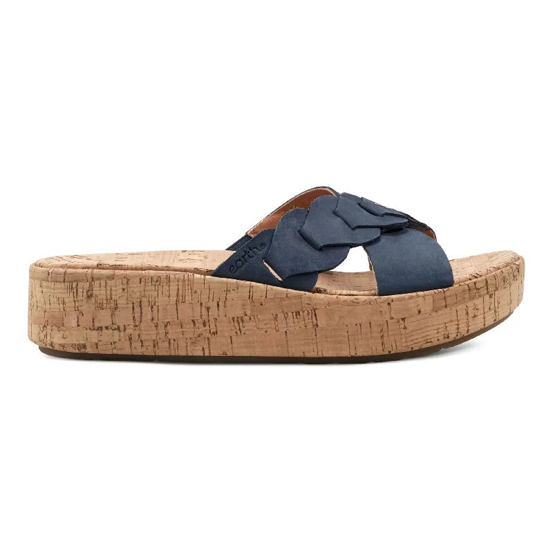 Sandals in neutral colors -Scotti Casual Slip-on Wedge Platform Sandals