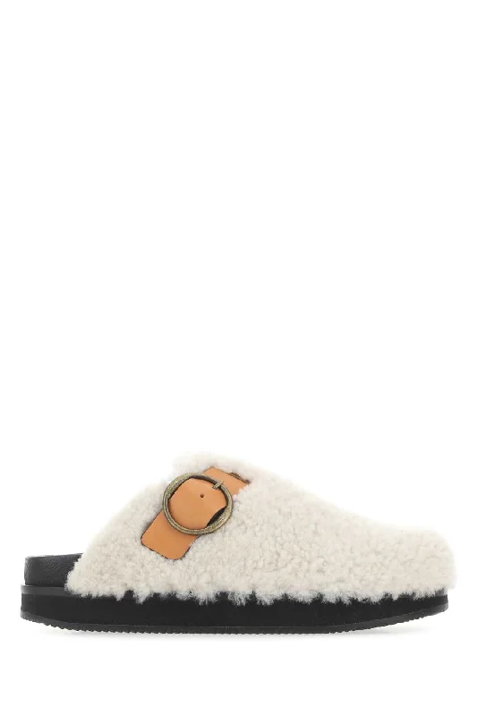 Slippers with suburban easeISABEL MARANT Ivory Shearling FootB Slippers for Women