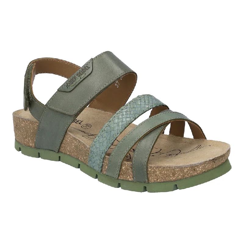 Sandals in opal stone -Josef Seibel Lucie 03 Ladies Sage Green Leather Touch Fastening Sandals