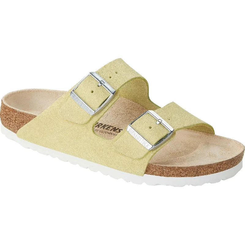 Sandals with chic sole -Birkenstock Arizona VL Shimmering 1024201 Ladies Popcorn Suede Arch Support Slip On Sandals