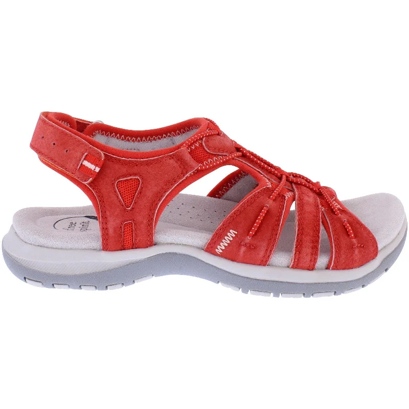 Sandals for warm fun -Free Spirit 41057 Fairmont 2 Ladies Grenadine Leather Arch Support Touch Fastening Sandals