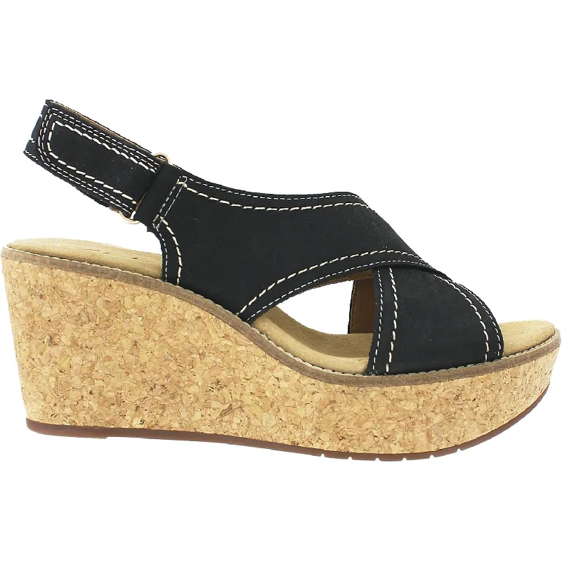 Sandals with padded style -Women's Clarks Aisley Tulip Black Nubuck