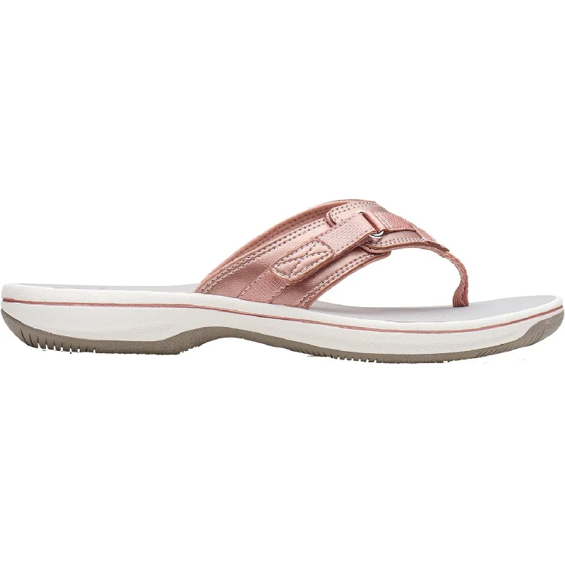 Sandals for warm days -Women's Clarks Cloudsteppers Breeze Sea H Rose Gold Synthetic