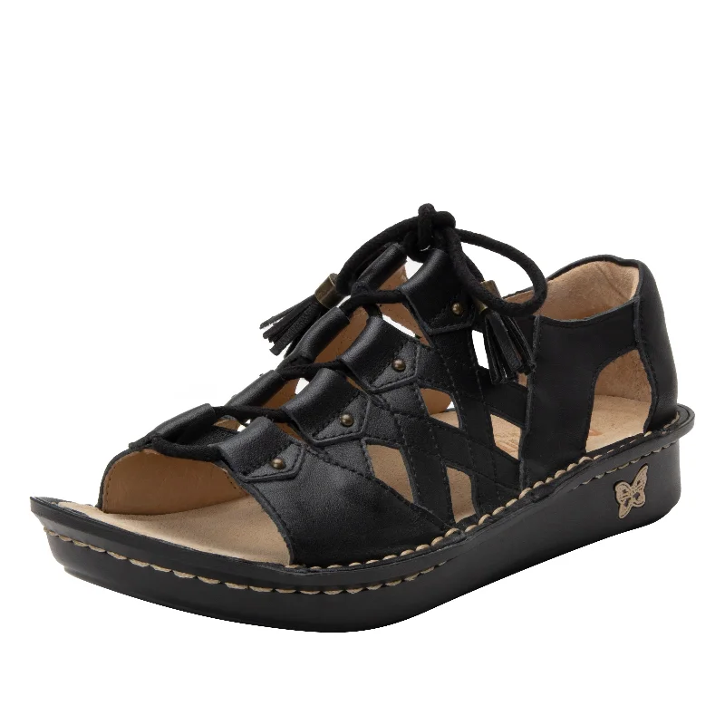 Sandals with cool wear -Valerie Black Burnish Sandal