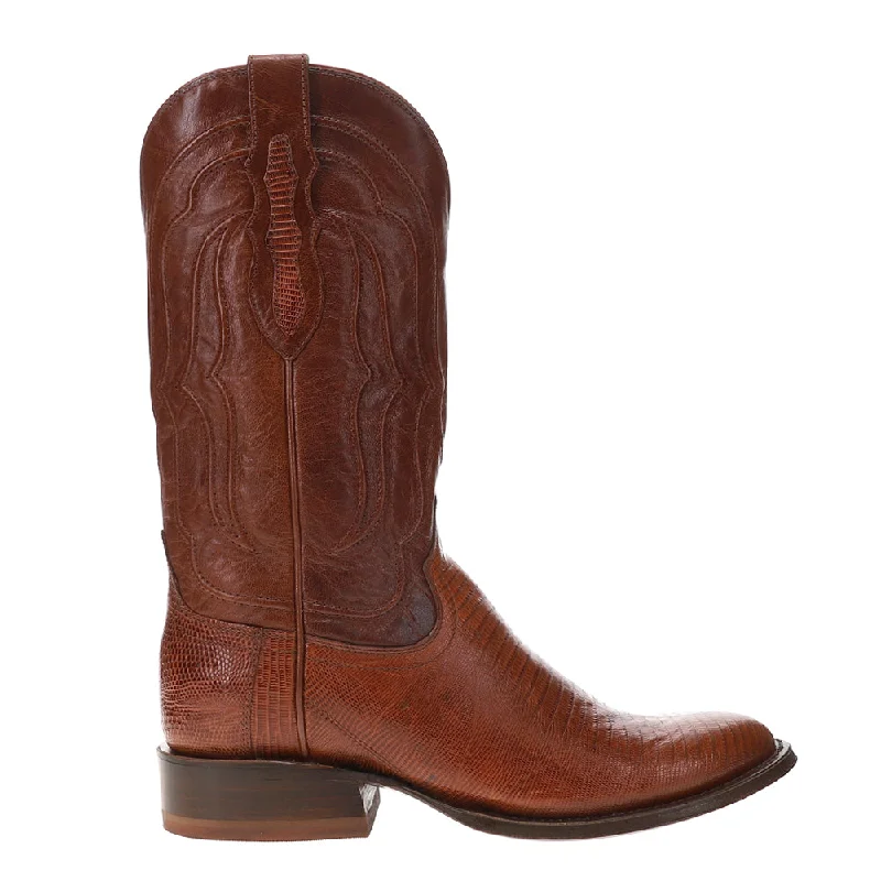 Cowboy boots with sturdy heel-Kirtland 12 inch Lizard Medium Round Toe Cowboy Boots