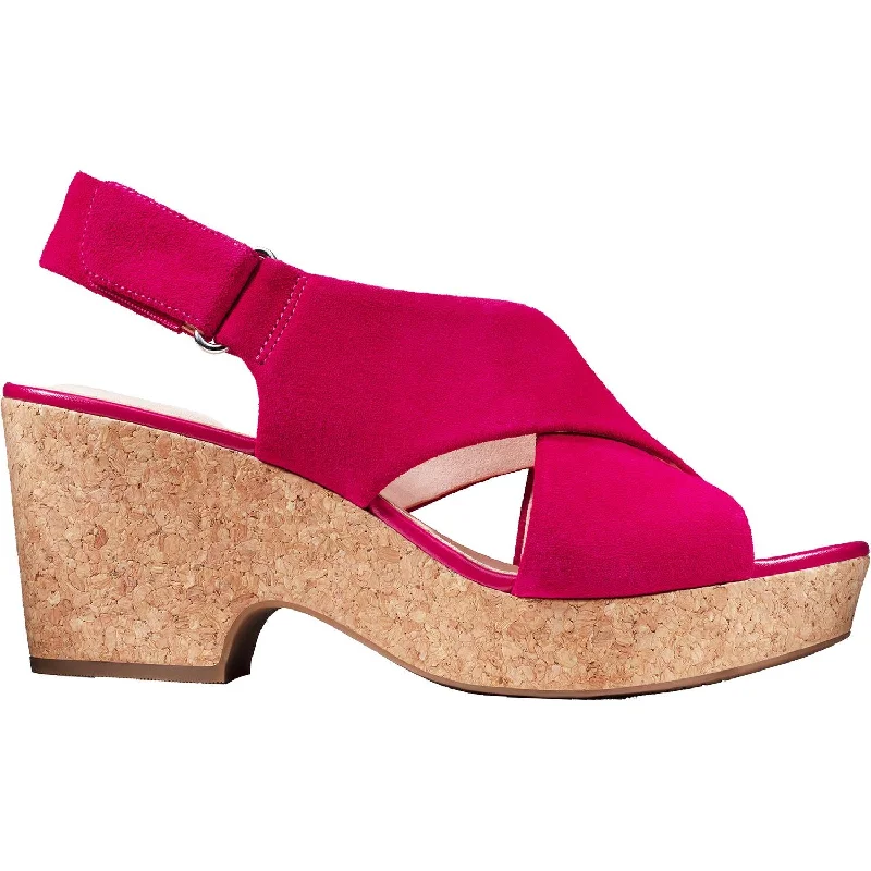 Sandals with high heel -Women's Clarks Maritsa Lara Fuchsia Suede