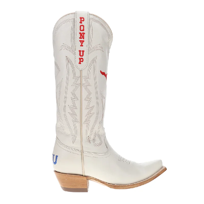 Cowboy boots with bison hide-Southern Methodist University Gameday Embroidered Logo Snip Toe Cowboy Boots