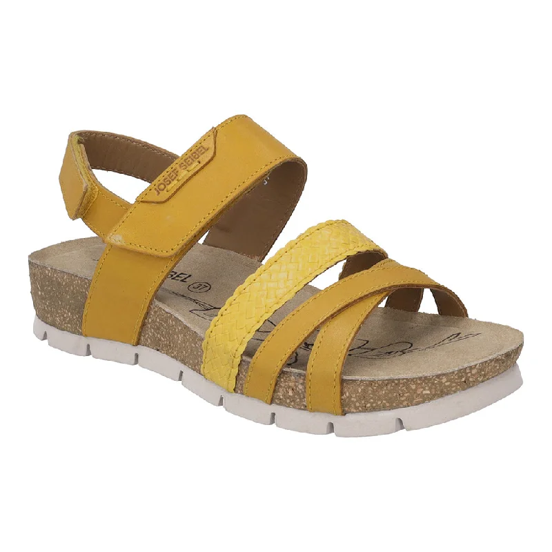 Sandals with modern wear -Josef Seibel Lucie 03 Ladies Safran Leather Touch Fastening Sandals