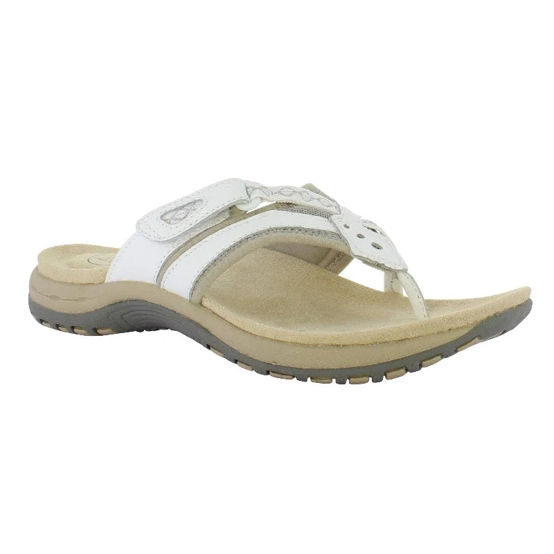 Sandals with ergonomic fit -Free Spirit Juliet Ladies White Suede & Textile Toe-Post Sandals