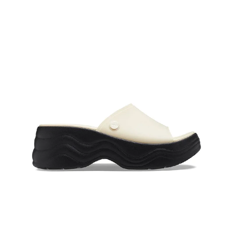 Sandals for sunny fun -Crocs Skyline Slide 208182-1LG Ladies Vanilla And Black Slider Sandals