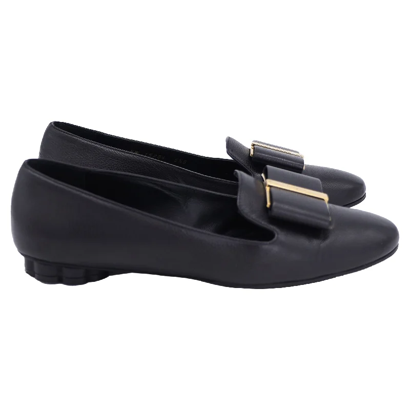 Slippers for hotel staysSalvatore Ferragamo Trifoglio Smoking Slippers in Black Leather