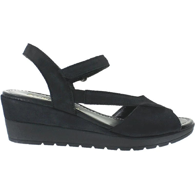 Sandals with wedge heel -Women's Sabrinas Brasil 63017 Black Nubuck