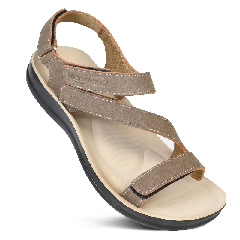 Sandals with flexible style -Aerothotic - Zion Adjustable Strappy Slingback Sandals for Women