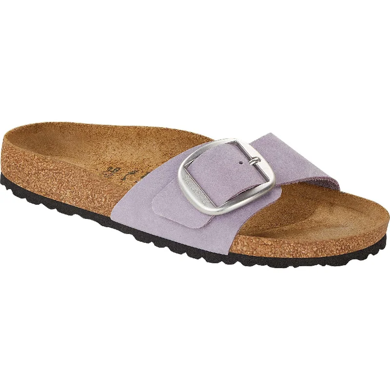 Sandals in amethyst stone -Birkenstock Madrid Big Buckle 1023965 Ladies Purple Fog Nubuck Arch Support Slip On Sandals