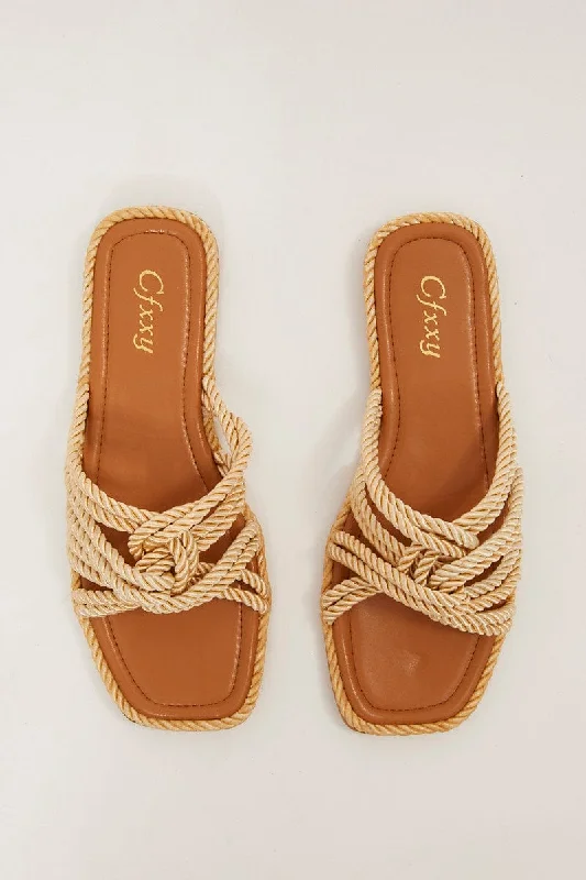 Sandals with cool straps -Brown Flat Rope Sandals Slipper