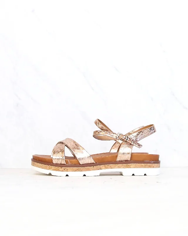 Sandals with non-slip sole -Very Volatile - Petite Ankle Strap Sandals in Rose Gold