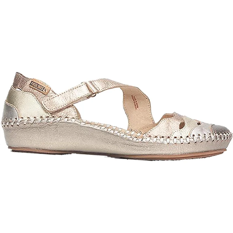 Sandals with metallic finish -Women's Pikolinos Puerto Vallarta 655-0706CLC1 Stone Leather