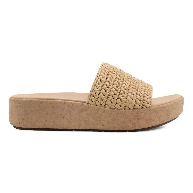 Sandals in tan -Sachan Casual Slip-on Wedge Platform Sandals