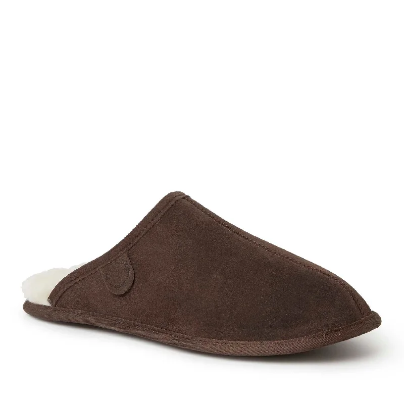 Slippers with all-weatherDearfoams Men's Fireside By Dearfoams Warwick Genuine Shearling Scuff Slippers