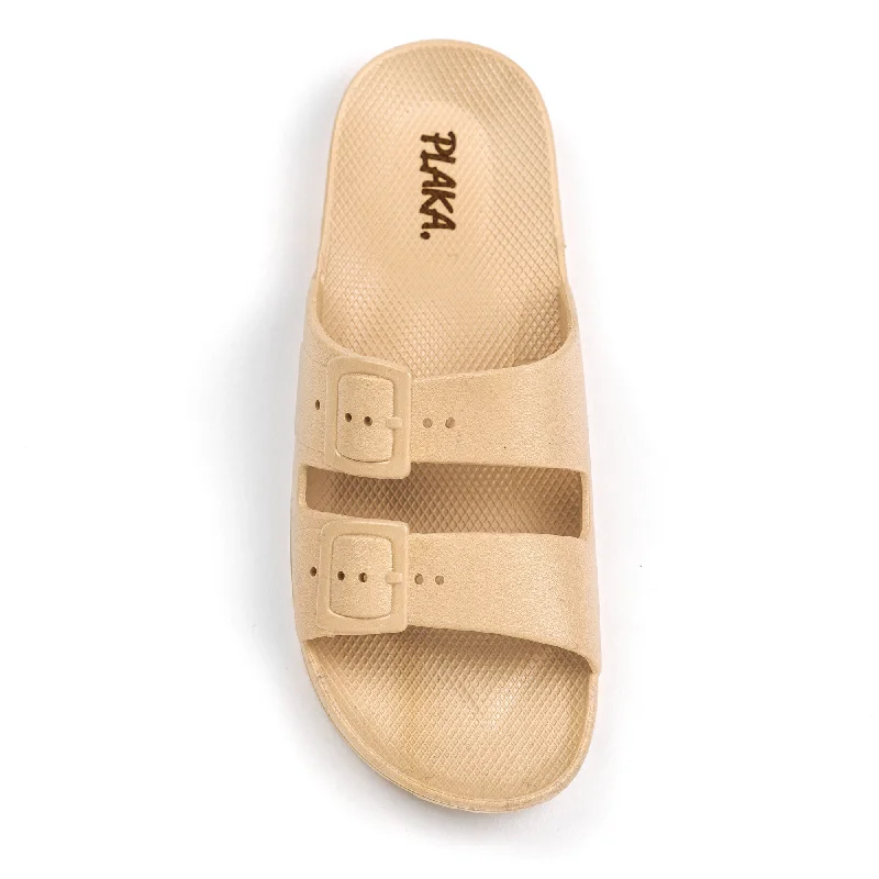 Sandals for narrow feet -Plaka Genesis 2 Fixed Straps Slides Sandals | Natural Women