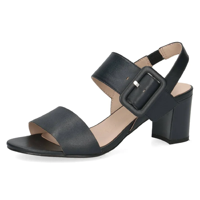 Sandals for casual outings -Caprice 9-28306-42 856 Ladies Ocean Navy Leather Touch Fastening Sandals