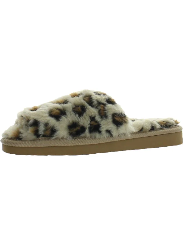 Slippers for sore feetLolo Womens Animal Print Faux Fur Slide Slippers