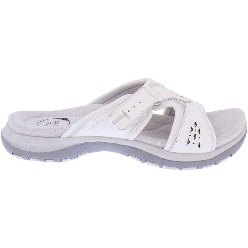 Sandals for summer style -Free Spirit 41078 Wickford 3 Ladies White Leather Arch Support Slider Sandals