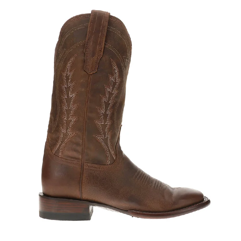 Cowboy boots with medium heel-Doc Broad Embroidered Bison Square Toe Pull On Cowboy Boots