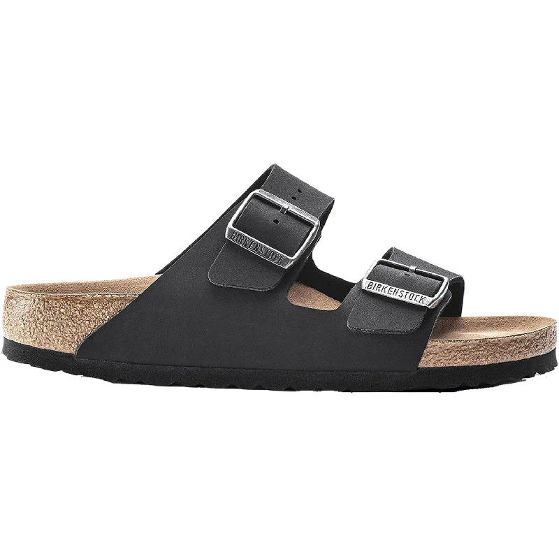 Sandals for summer parties -Unisex Birkenstock Arizona Vegan Black Birkibuc