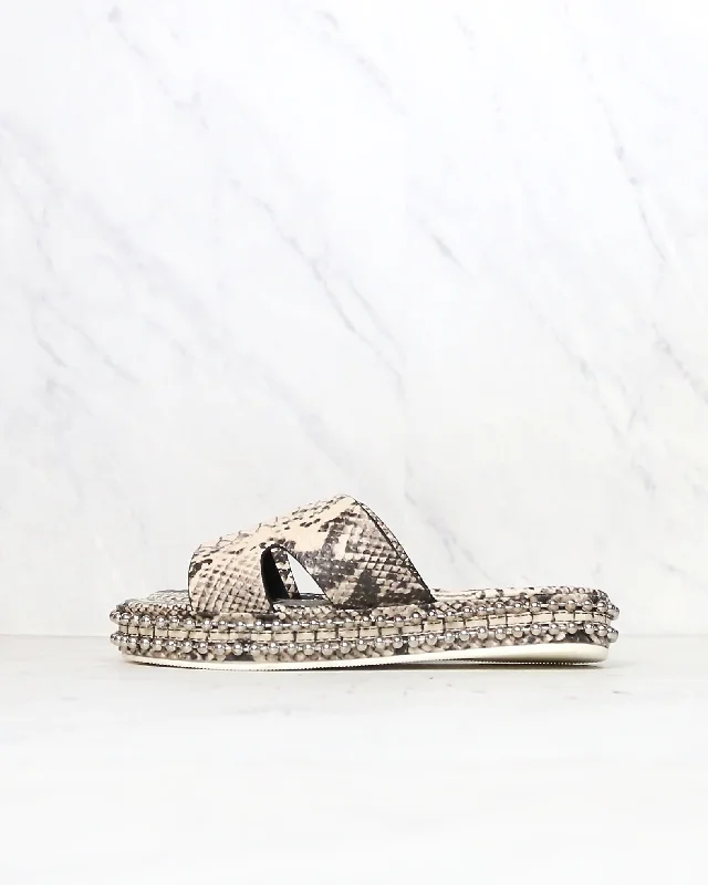 Sandals in topaz stone -Cape Robbin - Rush Snake Print H-Band Open Toe Slip On Sandals