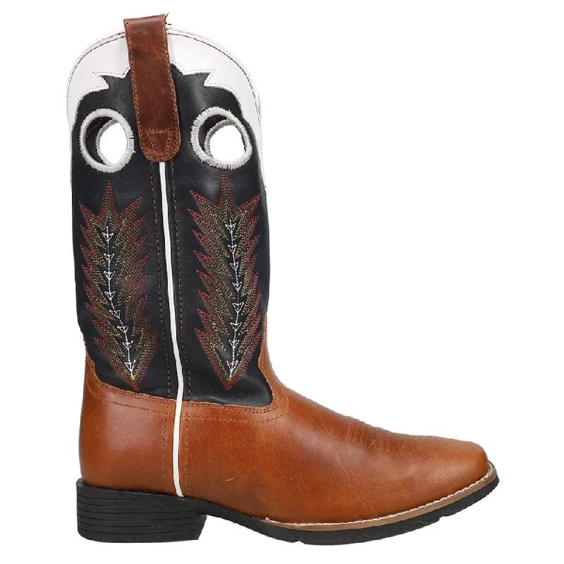 Cowboy boots with comfy footbed-James Tooled-Inlay Square Toe Cowboy Boots