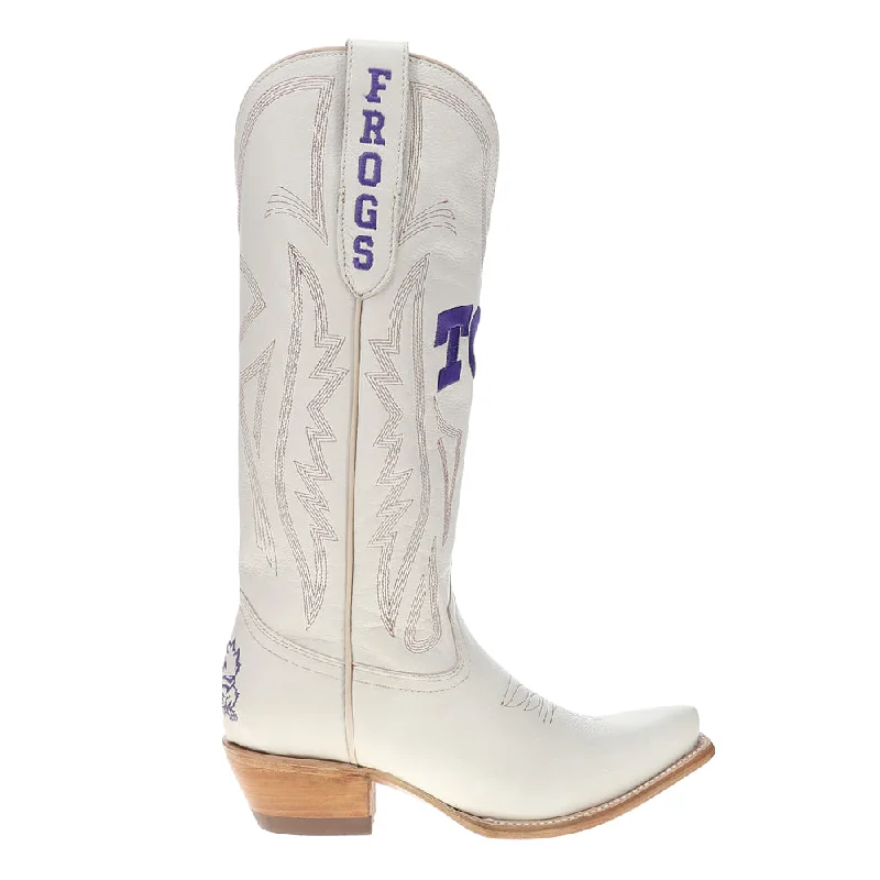 Cowboy boots for rodeo nights-Texas Christian University Gameday Embroidered Logo Snip Toe Cowboy Boots