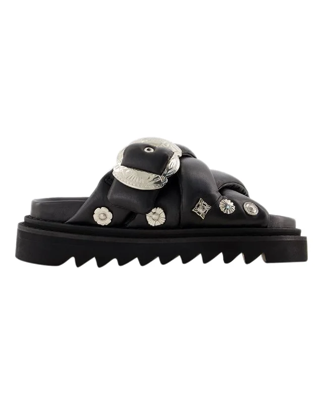 Sandals in pearl -Aj1317 Sandals - Toga Pulla - Leather - Black