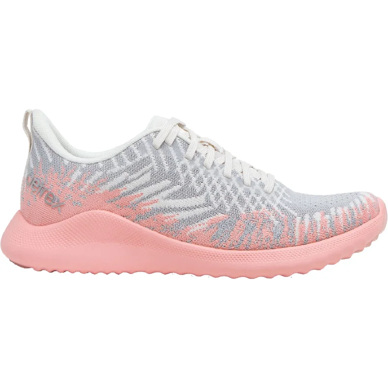 Athletic Shoes for Knee Relief-Women's Aetrex Emery Grey/Pink Knit Fabric