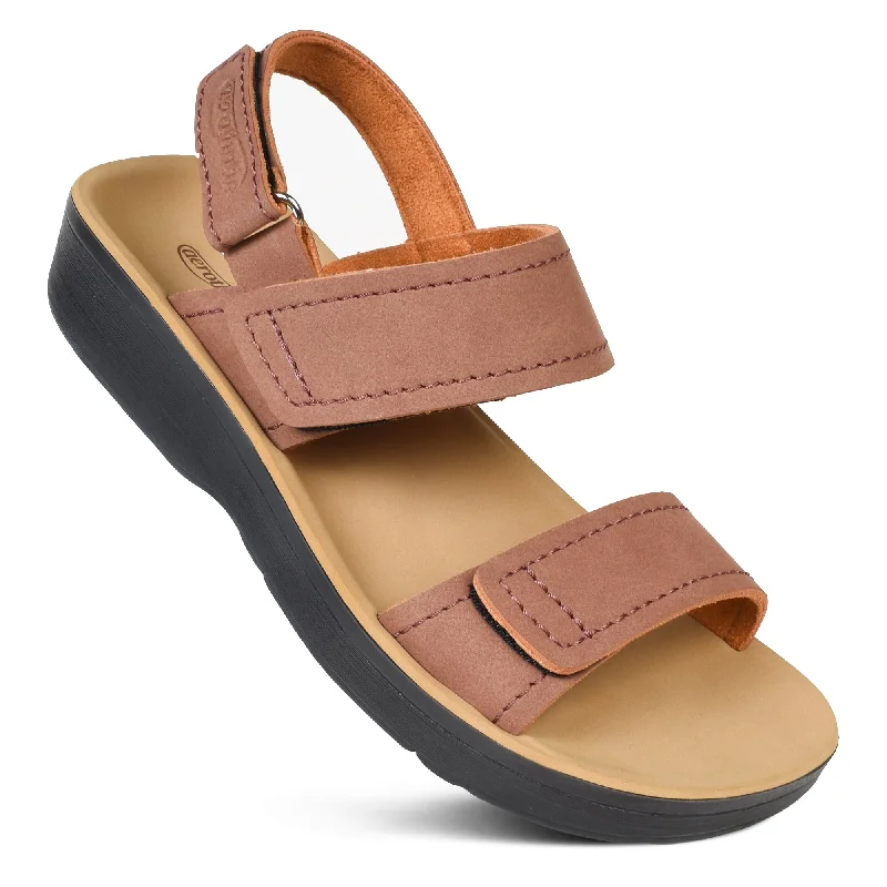 Sandals with comfy vibes -Aerothotic - Renee Adjustable Strappy Comfortable Arch Support Sandals for Women