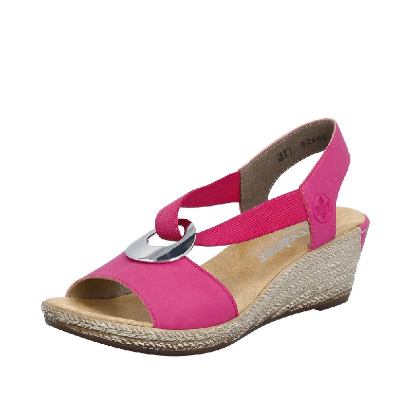 Sandals in bronze -Rieker 624H6-32 Ladies Pink Slip On Sandals