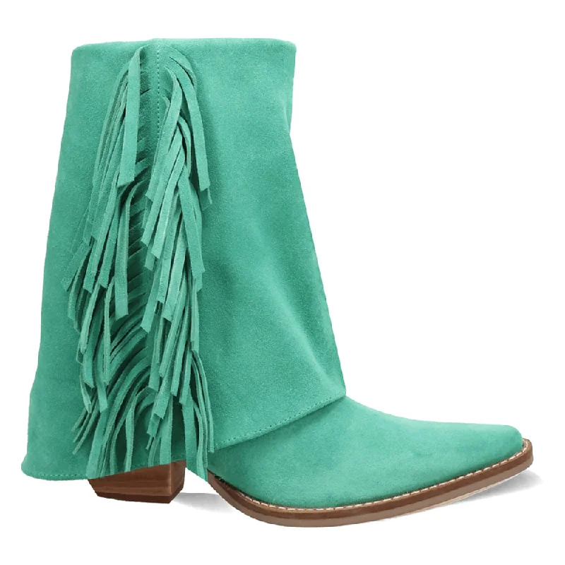 Cowboy boots for short women-Marlie Fringe Snip Toe Cowboy Boots